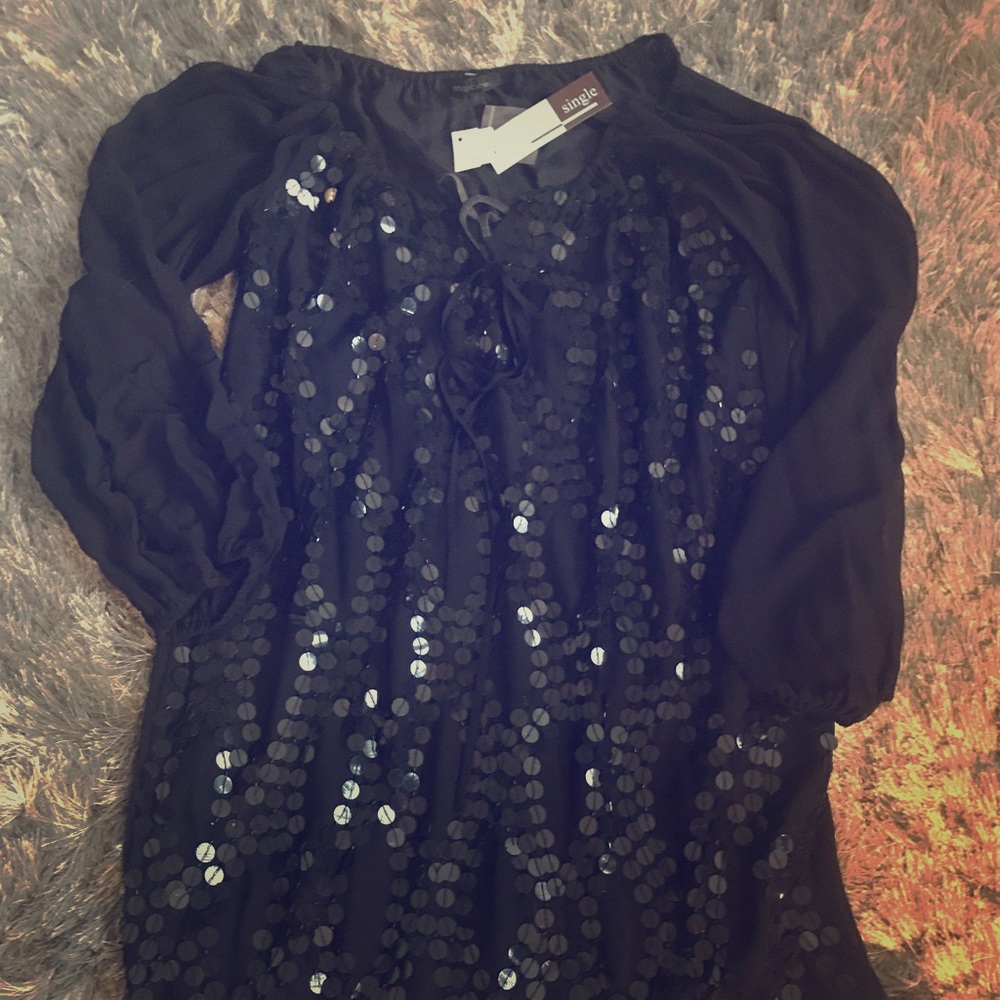 Loose fitting sequin black dress